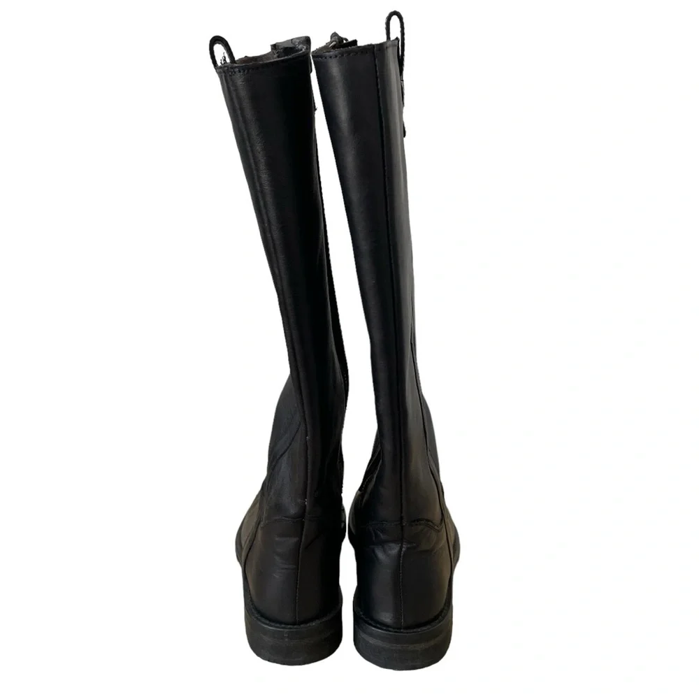 Boemos Black Leather Knee High Riding Boot Size 36 Minimalist Moto Equestrian - Picture 4 of 10